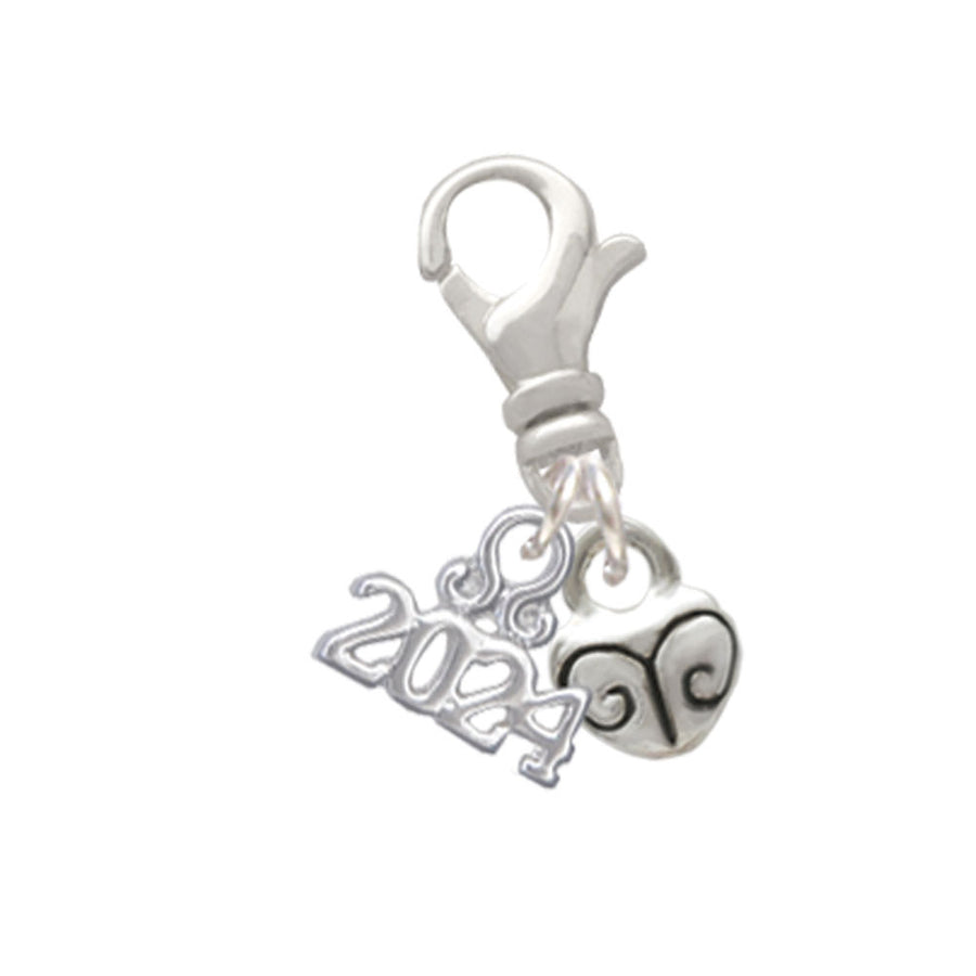 Delight Jewelry Plated Mini Scroll Heart Clip on Charm with Year 2024 Image 1