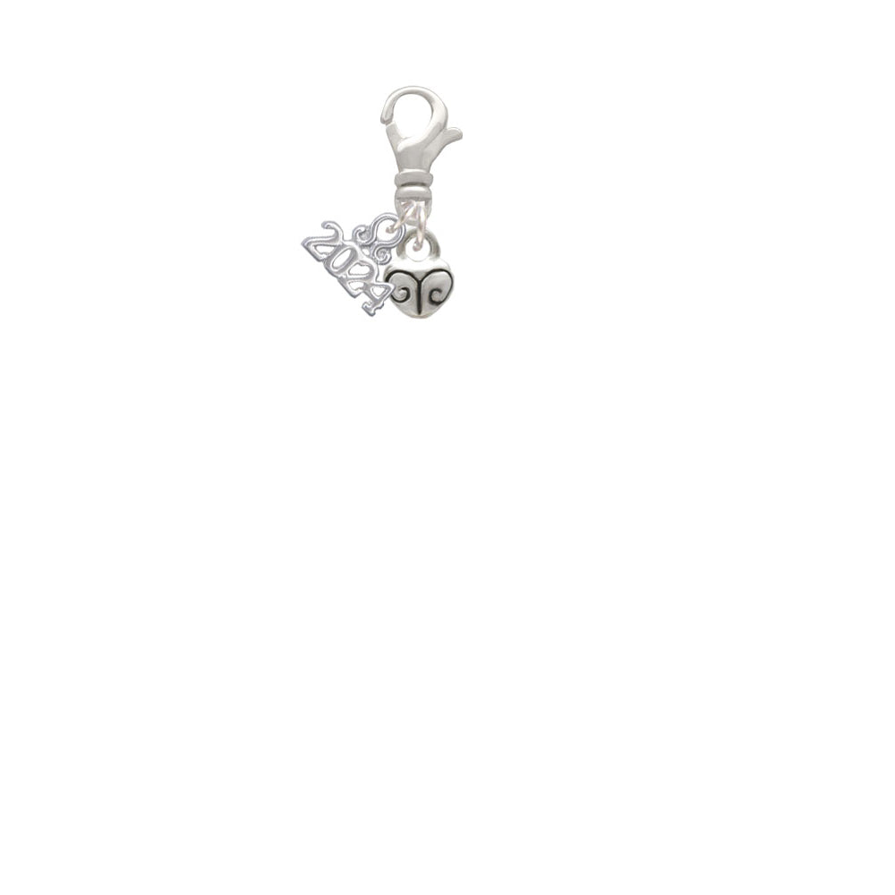 Delight Jewelry Plated Mini Scroll Heart Clip on Charm with Year 2024 Image 2