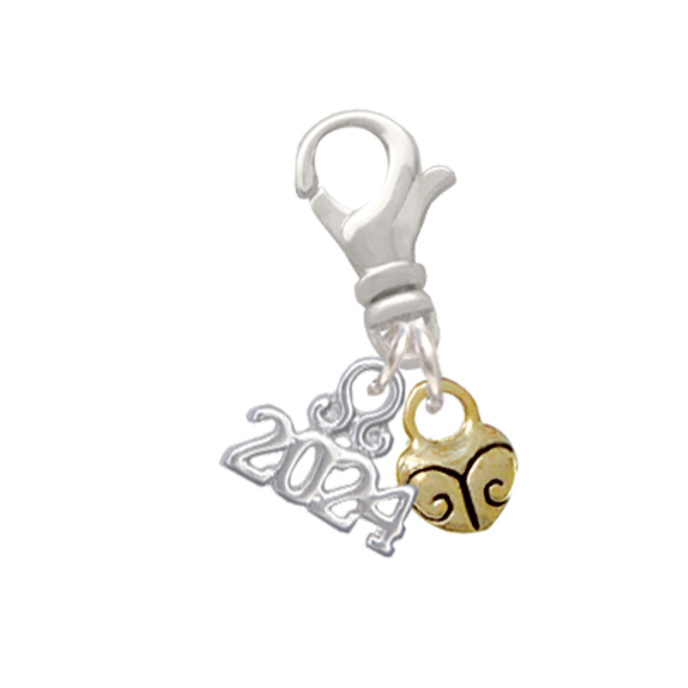 Delight Jewelry Plated Mini Scroll Heart Clip on Charm with Year 2024 Image 4