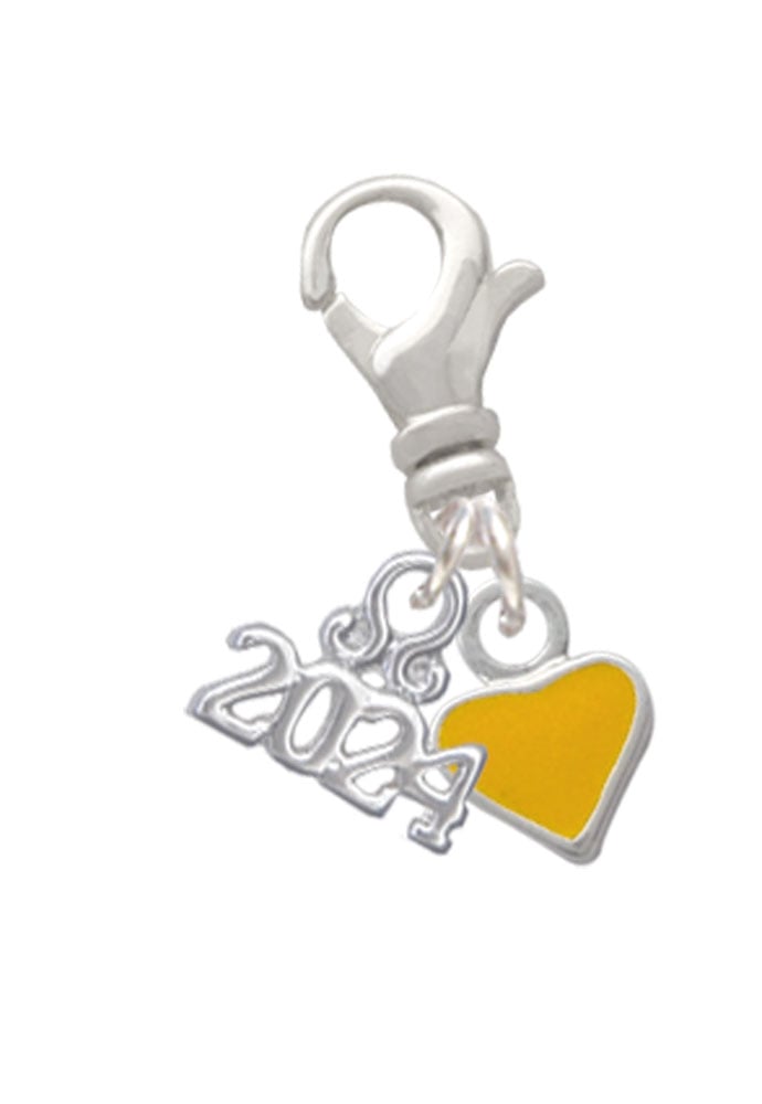 Delight Jewelry Silvertone Mini 2-D Enamel Heart Clip on Charm with Year 2024 Image 1