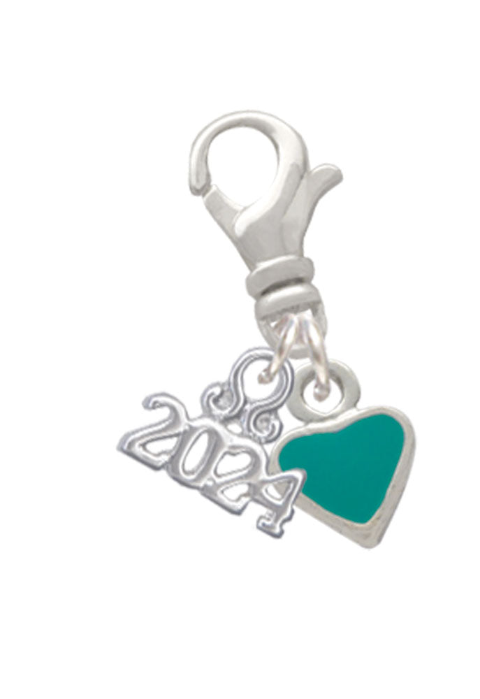 Delight Jewelry Silvertone Mini 2-D Enamel Heart Clip on Charm with Year 2024 Image 4