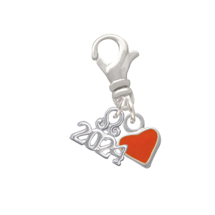 Delight Jewelry Silvertone Mini 2-D Enamel Heart Clip on Charm with Year 2024 Image 1