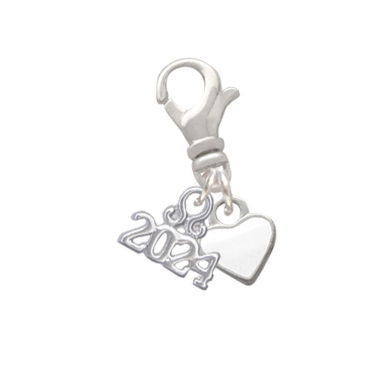 Delight Jewelry Silvertone Mini 2-D Enamel Heart Clip on Charm with Year 2024 Image 1