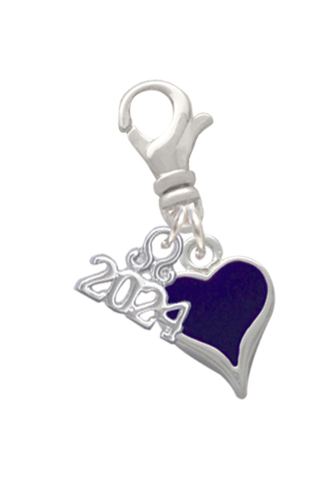 Delight Jewelry Silvertone Small Long Enamel Heart Clip on Charm with Year 2024 Image 1