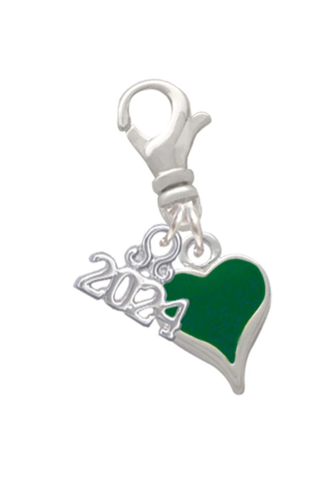 Delight Jewelry Silvertone Small Long Enamel Heart Clip on Charm with Year 2024 Image 2