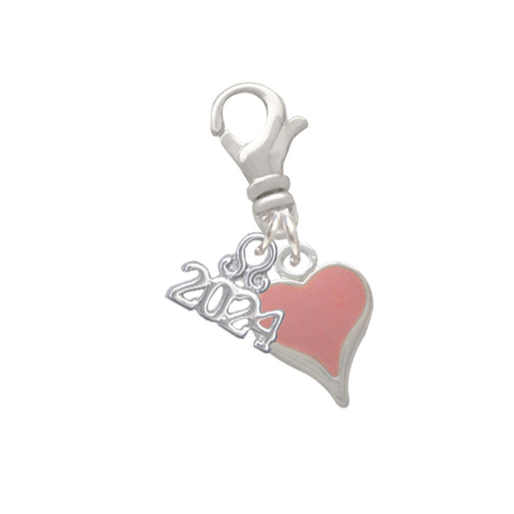 Delight Jewelry Silvertone Small Long Enamel Heart Clip on Charm with Year 2024 Image 3