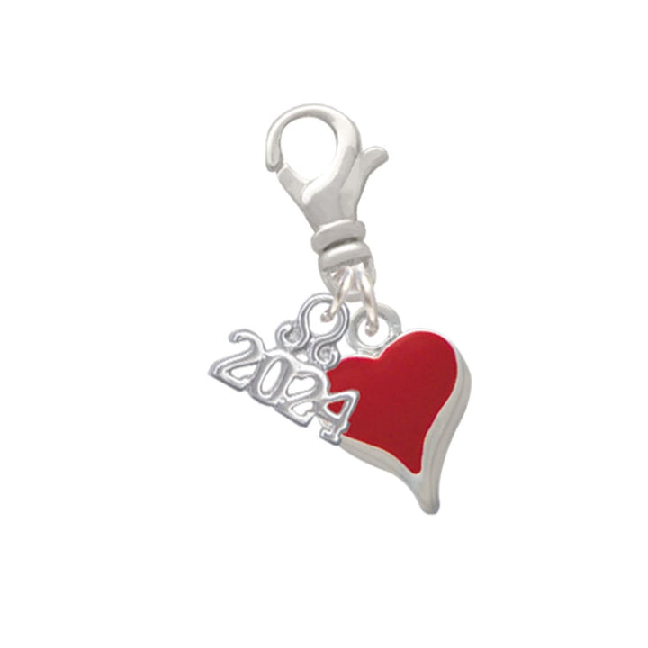 Delight Jewelry Silvertone Small Long Enamel Heart Clip on Charm with Year 2024 Image 4