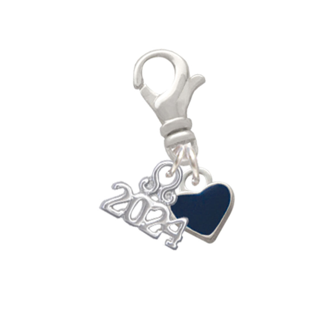 Delight Jewelry Silvertone Mini 2-D Enamel Heart Clip on Charm with Year 2024 Image 8