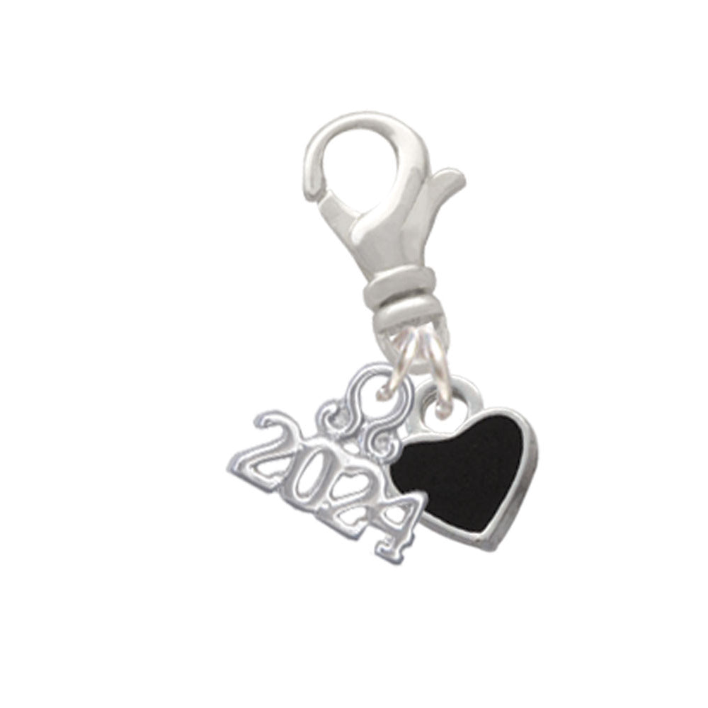 Delight Jewelry Silvertone Mini 2-D Enamel Heart Clip on Charm with Year 2024 Image 10