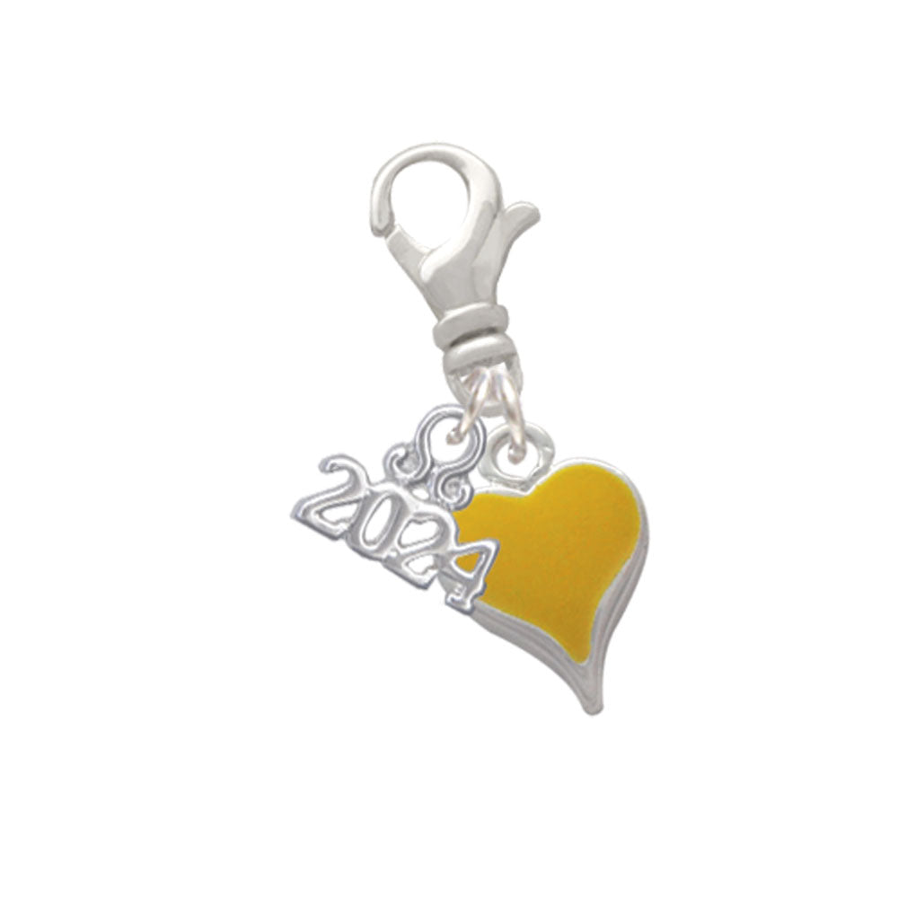 Delight Jewelry Silvertone Small Long Enamel Heart Clip on Charm with Year 2024 Image 4