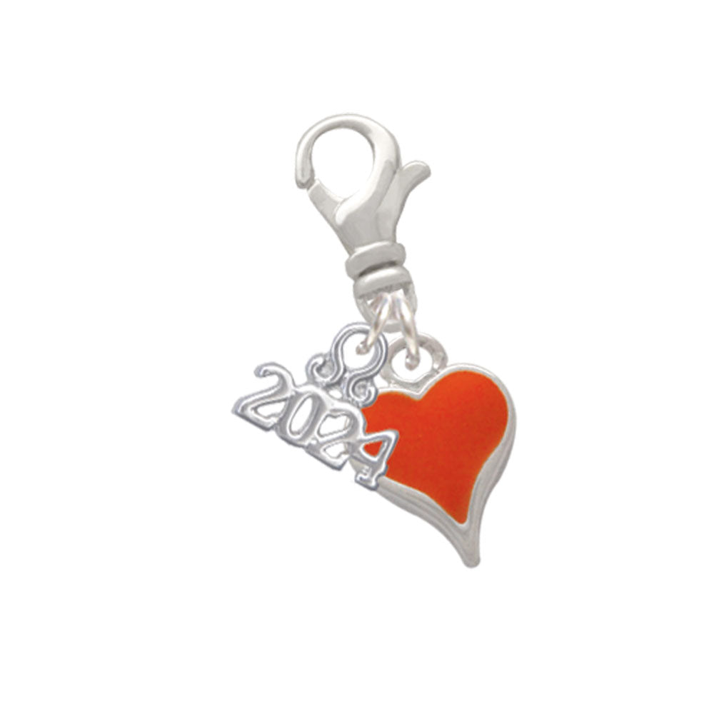 Delight Jewelry Silvertone Small Long Enamel Heart Clip on Charm with Year 2024 Image 6