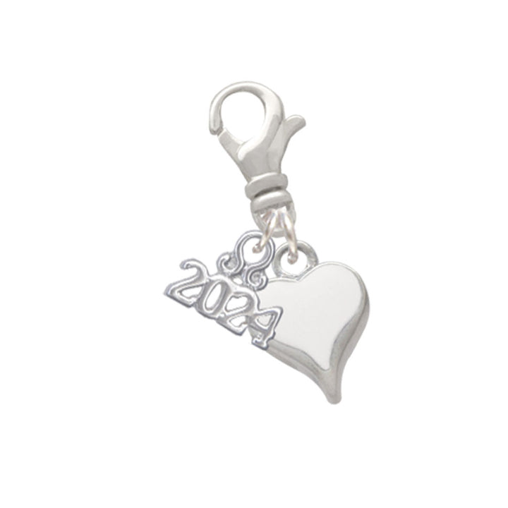 Delight Jewelry Silvertone Small Long Enamel Heart Clip on Charm with Year 2024 Image 7