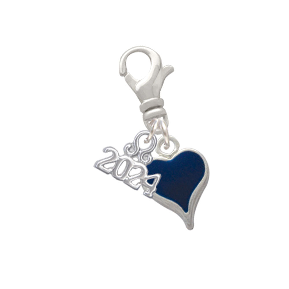 Delight Jewelry Silvertone Small Long Enamel Heart Clip on Charm with Year 2024 Image 8