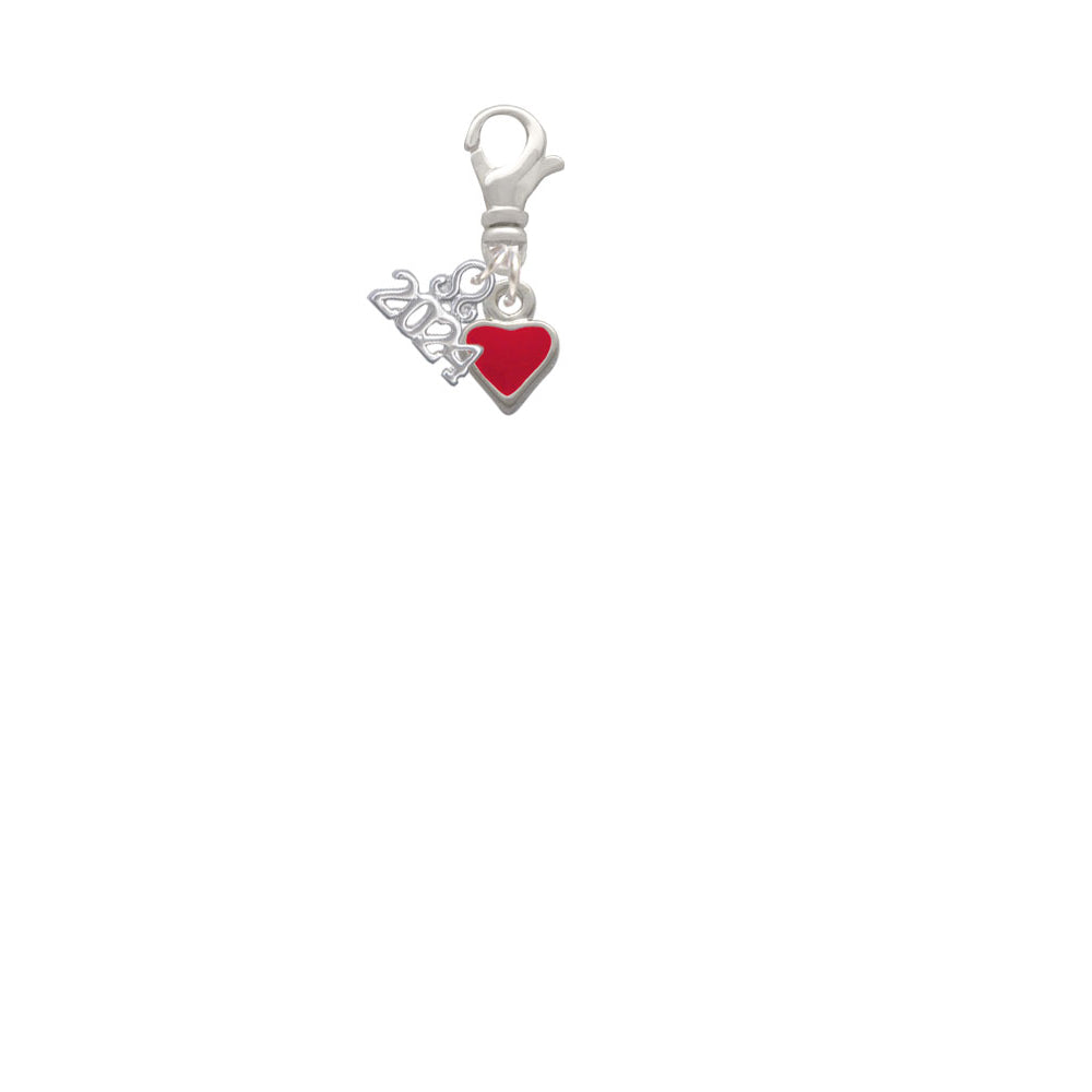 Delight Jewelry Silvertone Mini 2-D Enamel Heart Clip on Charm with Year 2024 Image 11