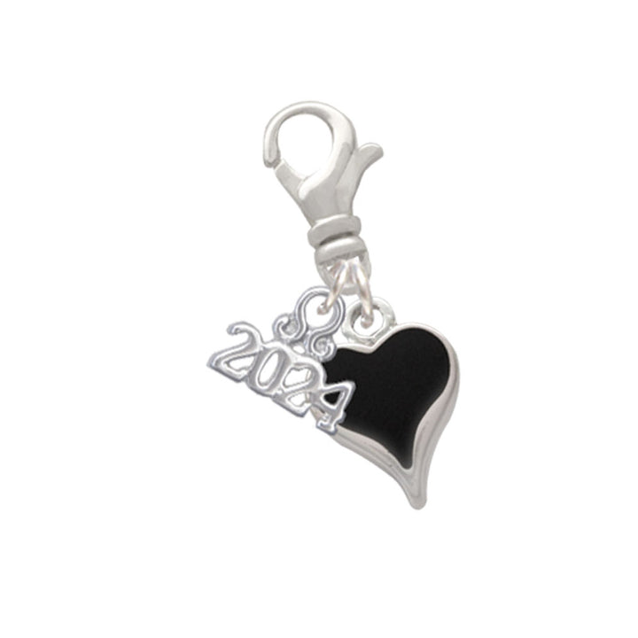Delight Jewelry Silvertone Small Long Enamel Heart Clip on Charm with Year 2024 Image 10