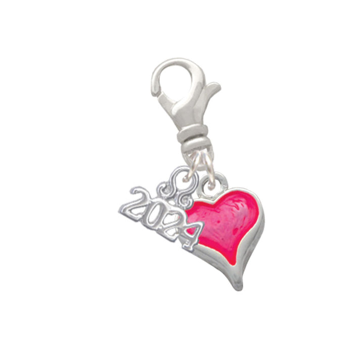 Delight Jewelry Silvertone Small Long Enamel Heart Clip on Charm with Year 2024 Image 11