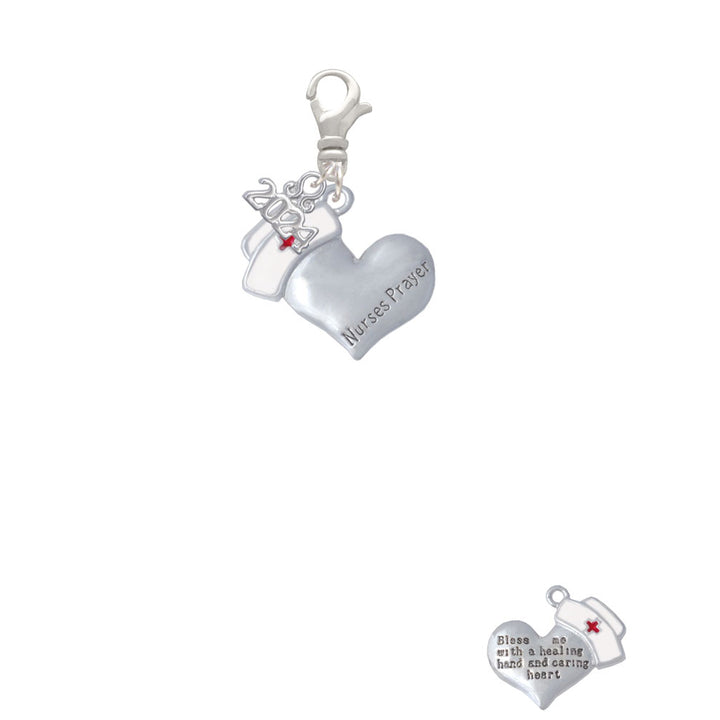 Delight Jewelry Silvertone Nurses Prayer Heart - Clip on Charm with Year 2024 Image 2