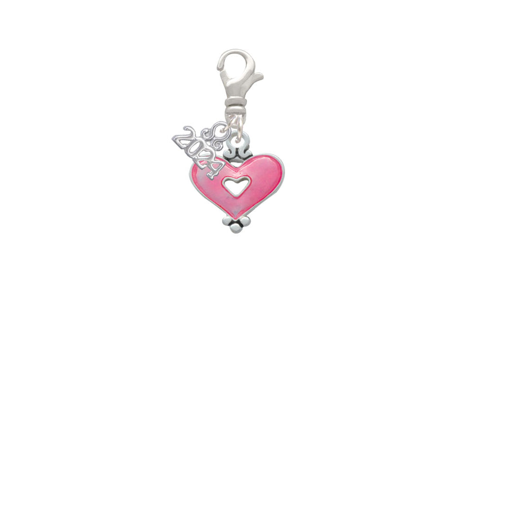 Delight Jewelry Silvertone Heart with Cutout Clip on Charm with Year 2024 Image 2