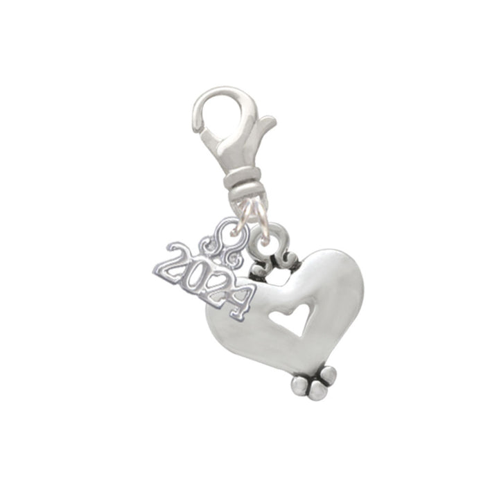 Delight Jewelry Silvertone Heart with Cutout Clip on Charm with Year 2024 Image 4