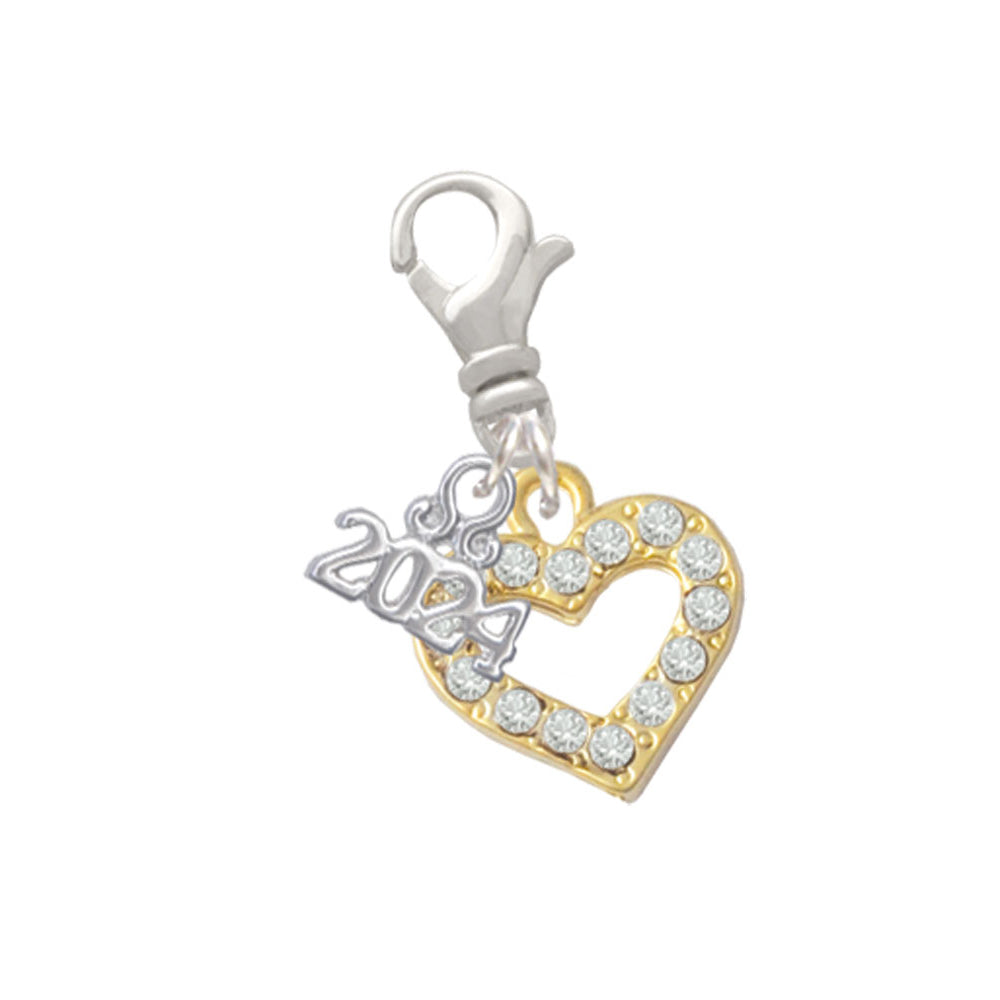 Delight Jewelry Plated Crystal Open Heart Clip on Charm with Year 2024 Image 4