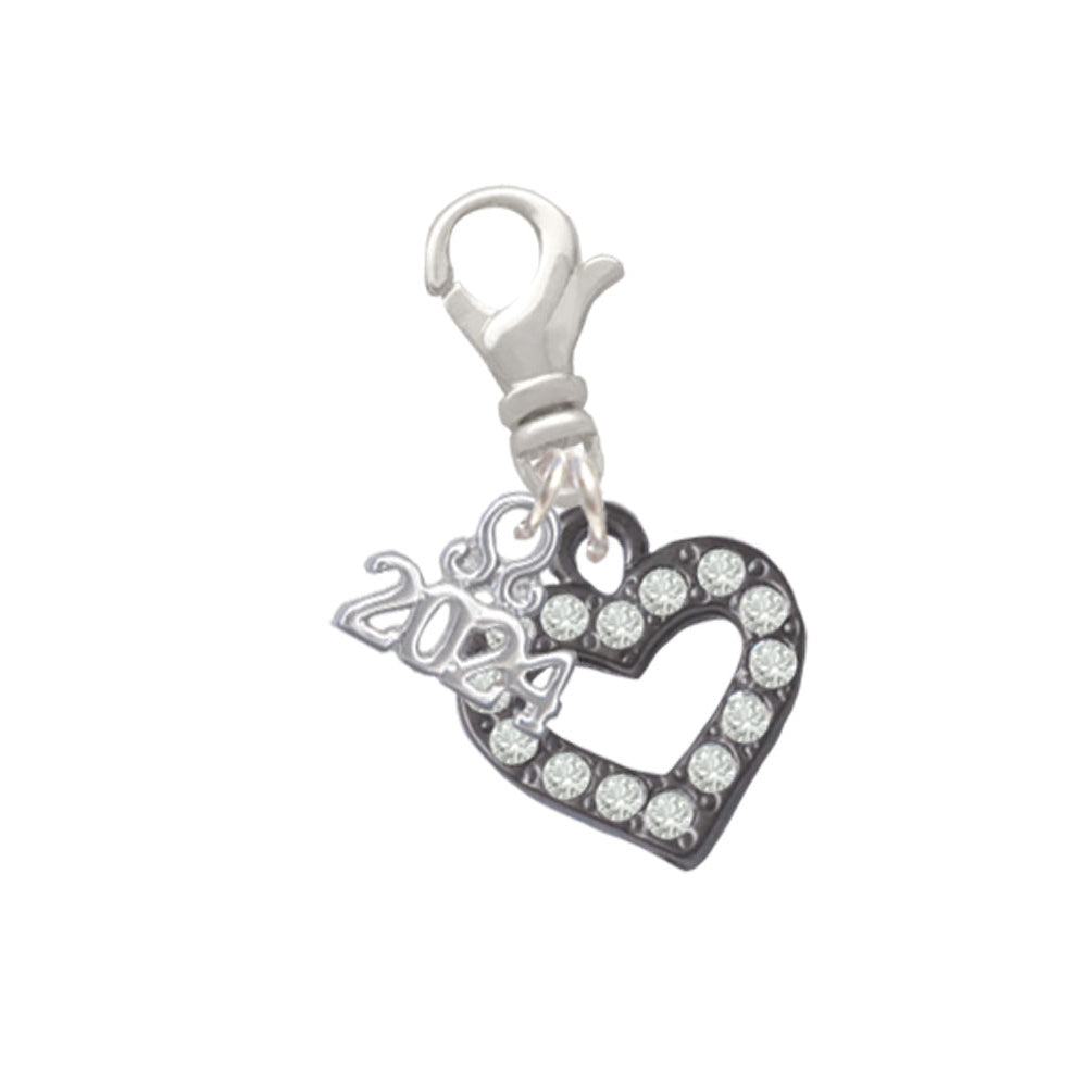 Delight Jewelry Plated Crystal Open Heart Clip on Charm with Year 2024 Image 6