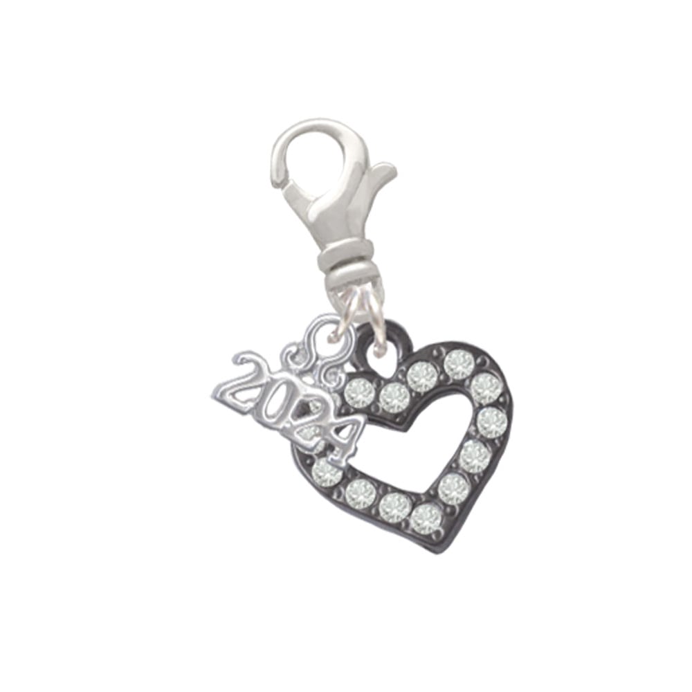 Delight Jewelry Plated Crystal Open Heart Clip on Charm with Year 2024 Image 1