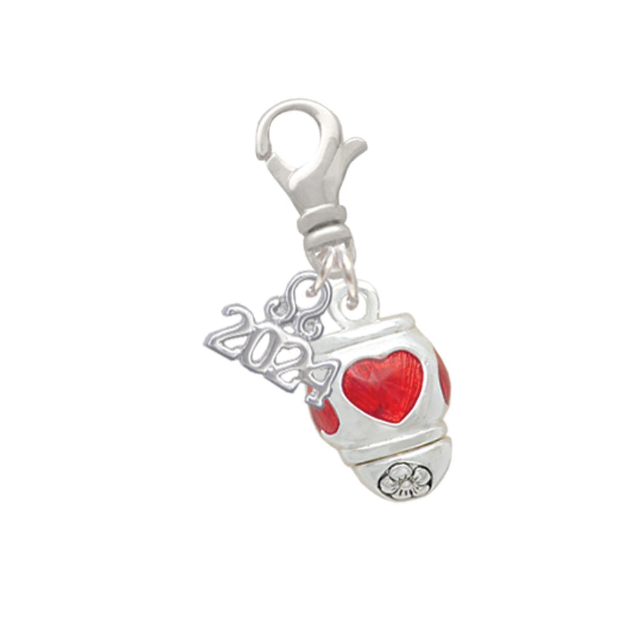 Delight Jewelry Silvertone Enamel Heart Spinner Clip on Charm with Year 2024 Image 1