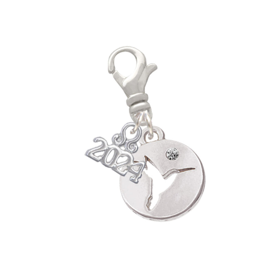 Delight Jewelry Hummingbird Disc Clip on Charm with Year 2024 Image 1