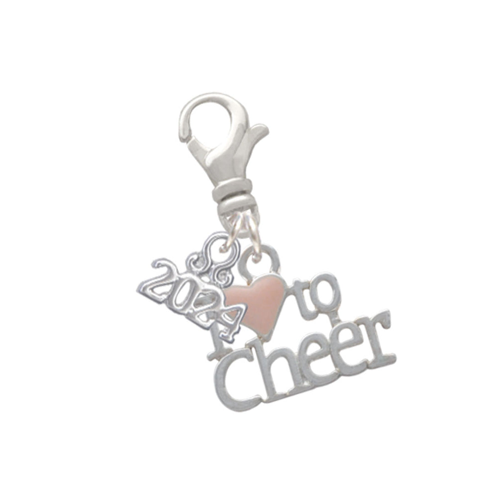 Delight Jewelry Silvertone I love to Cheer with Enamel Heart Clip on Charm with Year 2024 Image 1