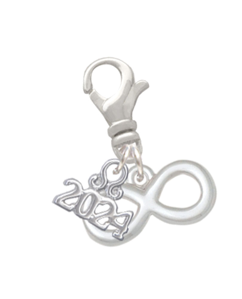 Delight Jewelry Plated Medium Infinity Sign Clip on Charm with Year 2024 Image 1