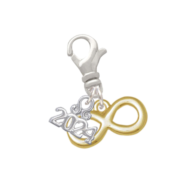 Delight Jewelry Plated Medium Infinity Sign Clip on Charm with Year 2024 Image 4