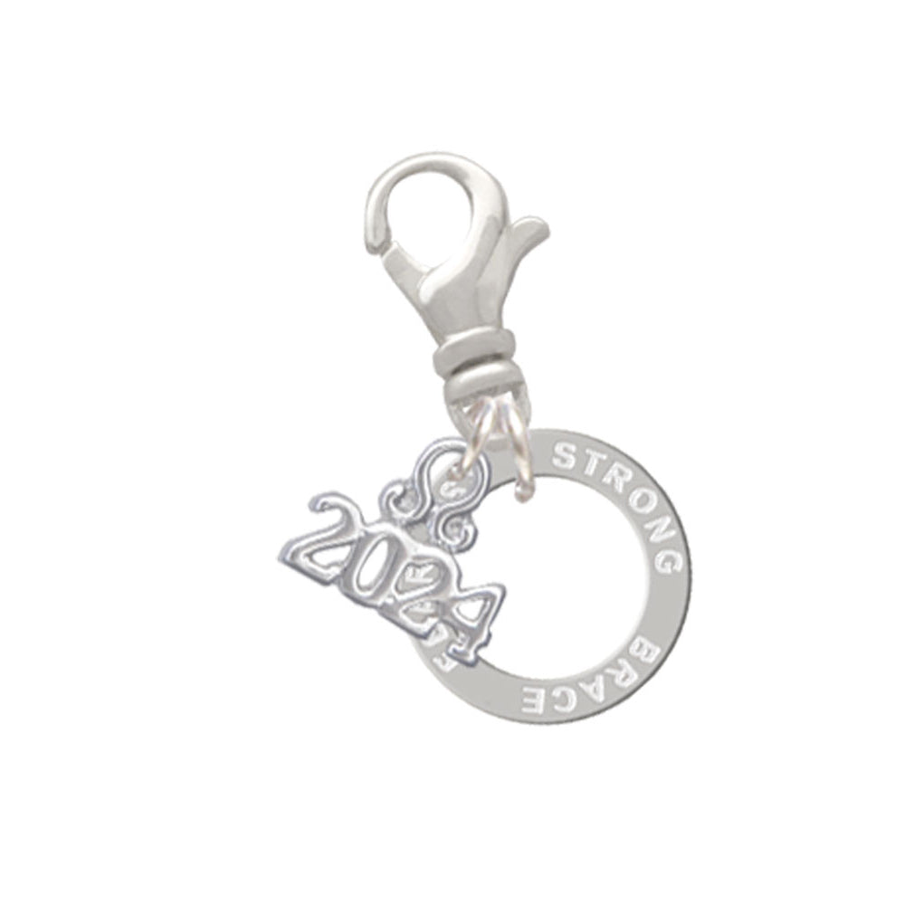 Delight Jewelry Silvertone Message Eternity Ring Clip on Charm with Year 2024 Image 7