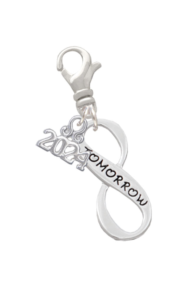 Delight Jewelry Message Infinity Sign Clip on Charm with Year 2024 Image 2
