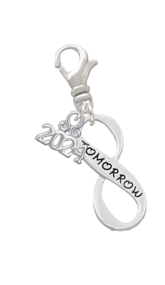 Delight Jewelry Message Infinity Sign Clip on Charm with Year 2024 Image 1