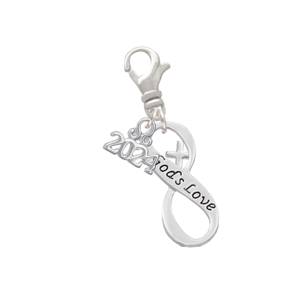 Delight Jewelry Message Infinity Sign Clip on Charm with Year 2024 Image 3