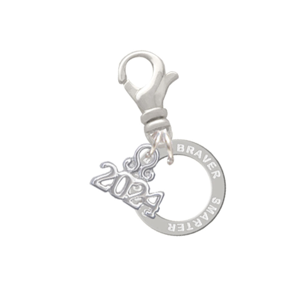 Delight Jewelry Silvertone Message Eternity Ring Clip on Charm with Year 2024 Image 9