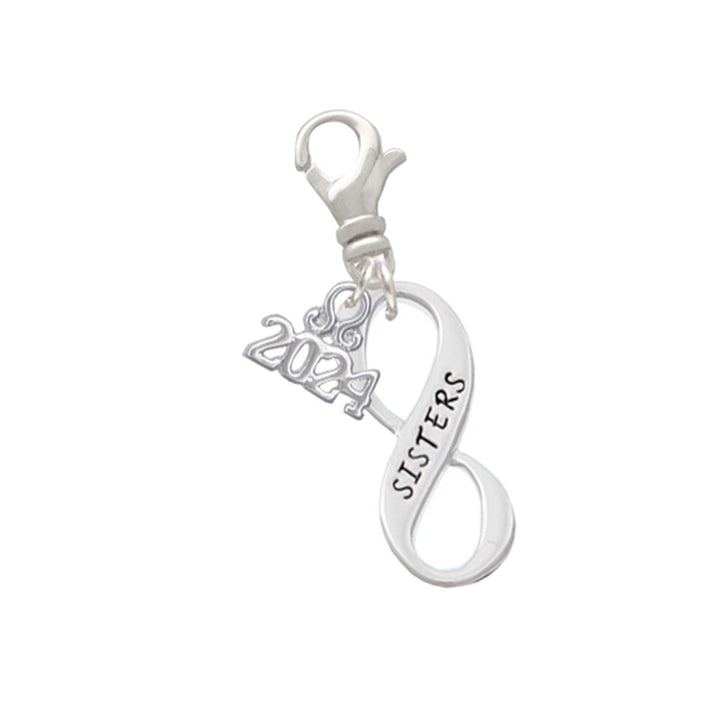 Delight Jewelry Silvertone Familial Infinity Sign Clip on Charm with Year 2024 Image 4
