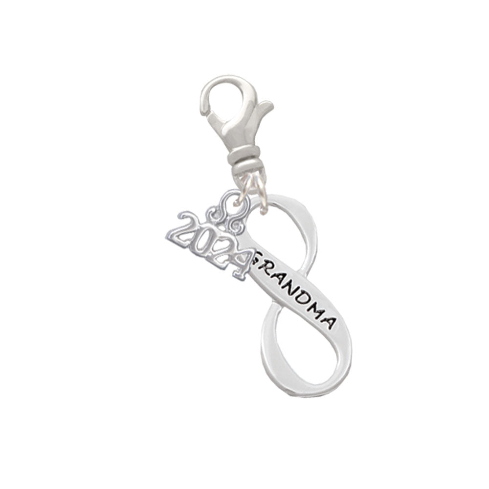 Delight Jewelry Silvertone Familial Infinity Sign Clip on Charm with Year 2024 Image 7