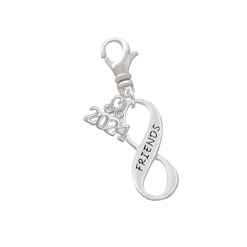 Delight Jewelry Silvertone Familial Infinity Sign Clip on Charm with Year 2024 Image 1