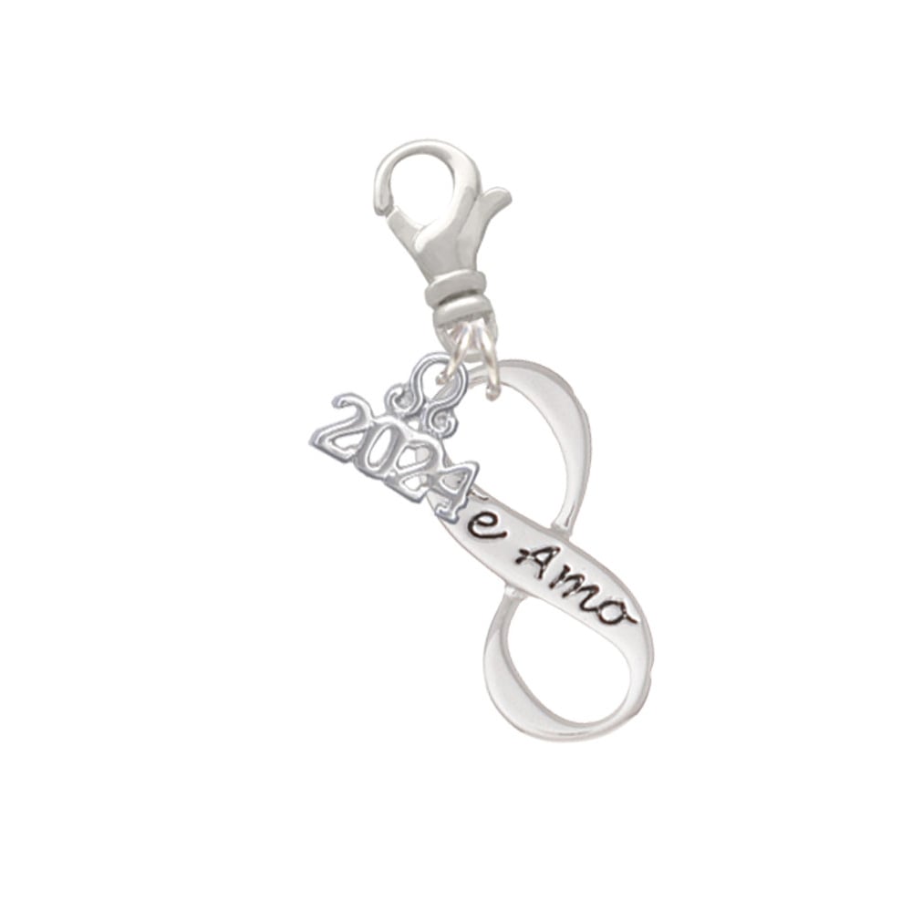 Delight Jewelry Message Infinity Sign Clip on Charm with Year 2024 Image 1