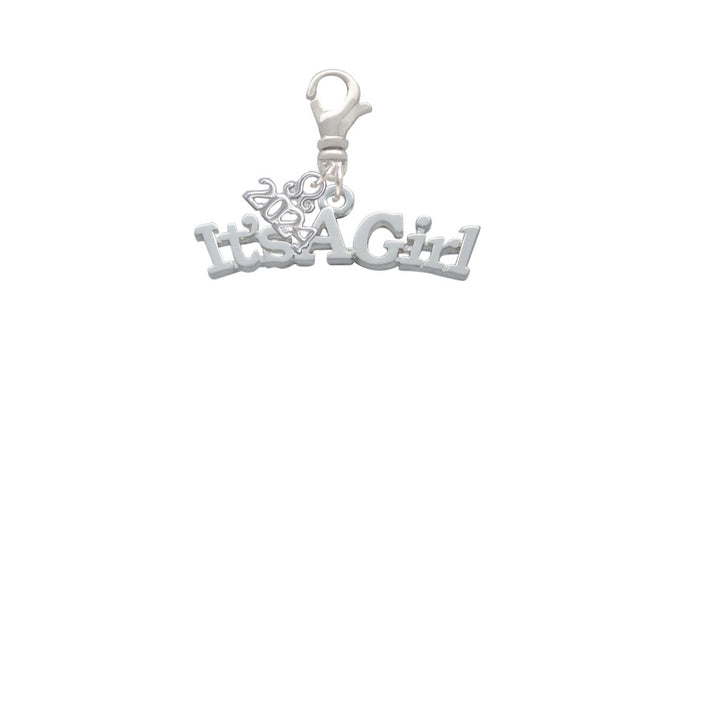 Delight Jewelry Silvertone Large  Baby Gender Reveal Clip on Charm with Year 2024 Image 2