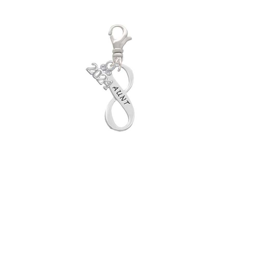 Delight Jewelry Silvertone Familial Infinity Sign Clip on Charm with Year 2024 Image 11