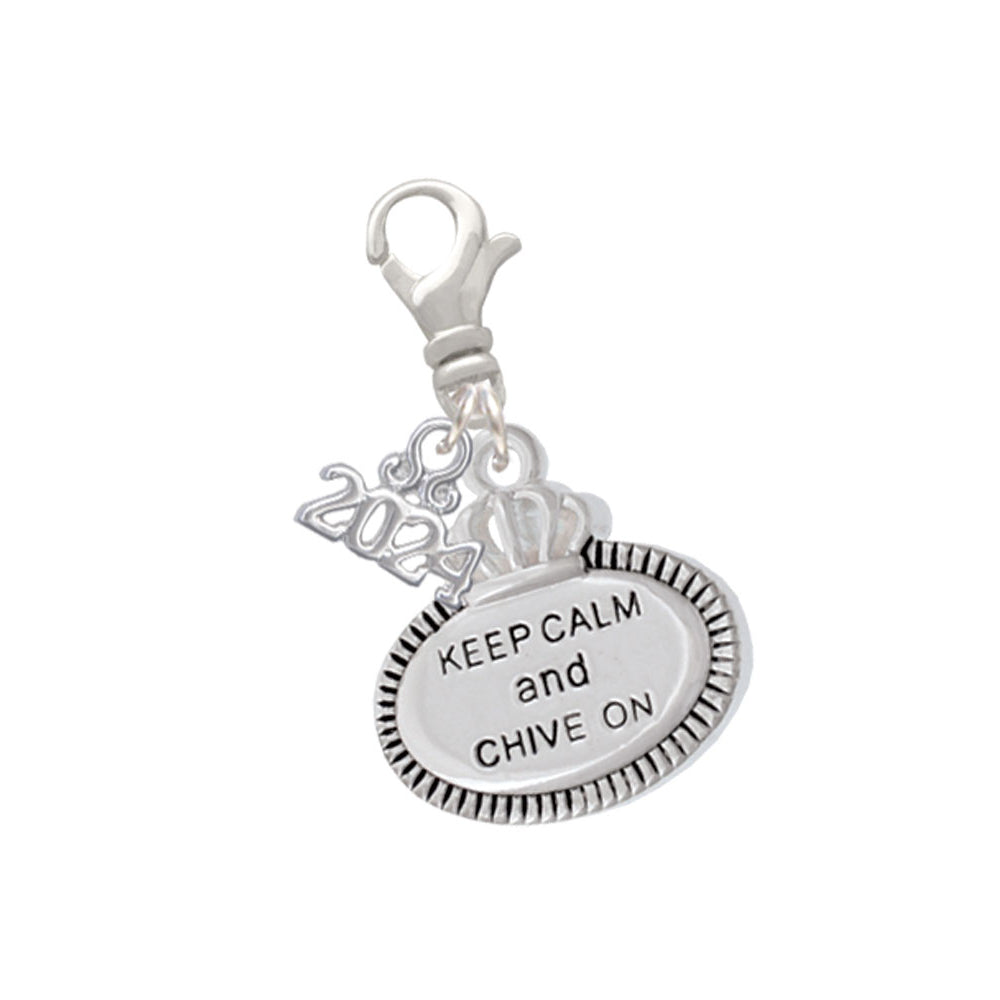 Delight Jewelry Silvertone Keep Calm Message Clip on Charm with Year 2024 Image 9