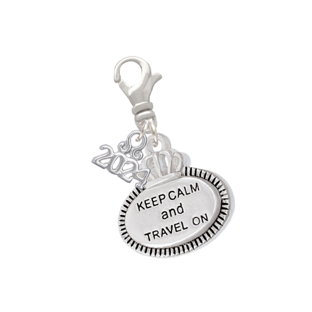 Delight Jewelry Silvertone Keep Calm Message Clip on Charm with Year 2024 Image 10