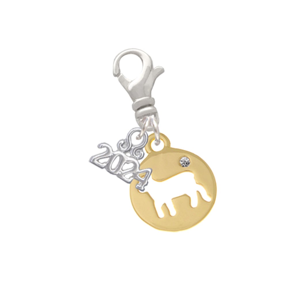 Delight Jewelry Plated Lamb Silhouette Clip on Charm with Year 2024 Image 1