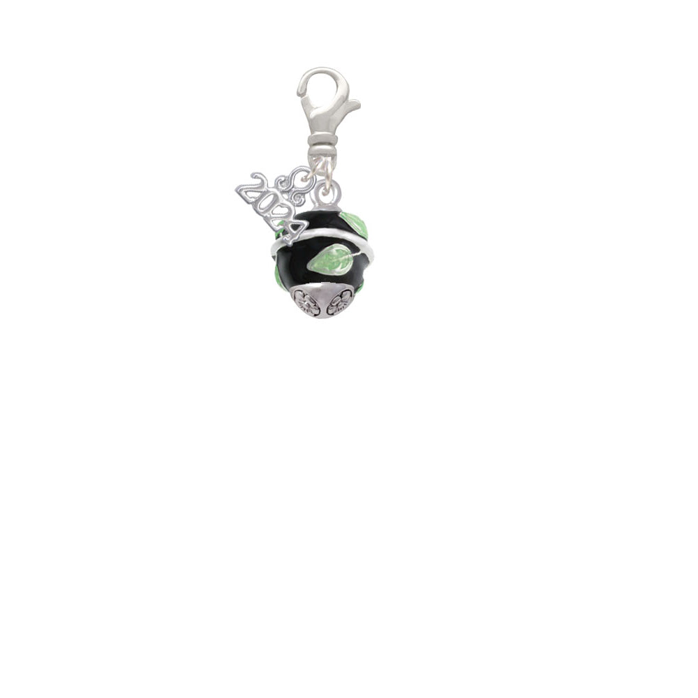 Delight Jewelry Silvertone Lime Leaves on Band Spinner Clip on Charm with Year 2024 Image 2