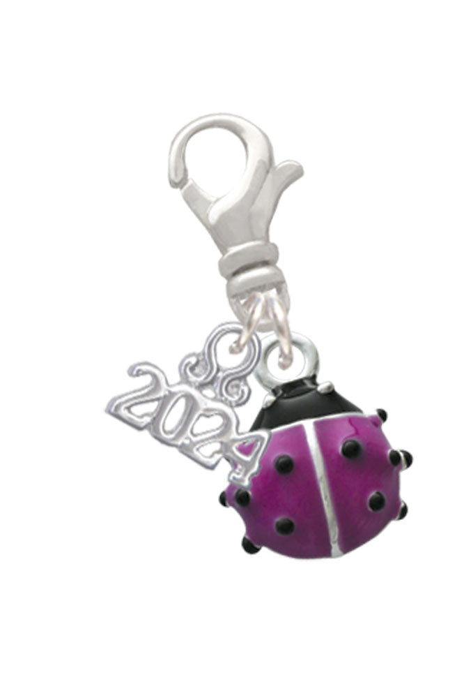 Delight Jewelry Silvertone Mini Enamel Translucent Ladybug Clip on Charm with Year 2024 Image 6