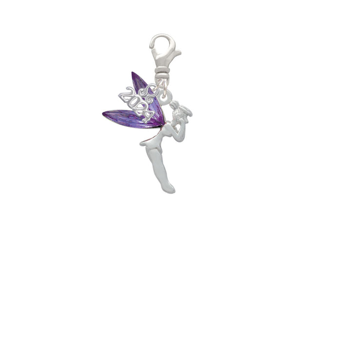 Delight Jewelry Silvertone Large Fairy with Resin Wings Clip on Charm with Year 2024 Image 2