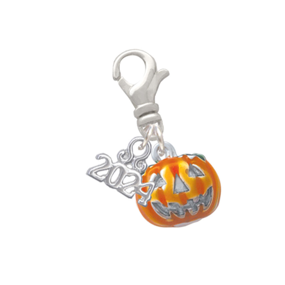 Delight Jewelry Small Jack OLantern with Stem Clip on Charm with Year 2024 Image 6