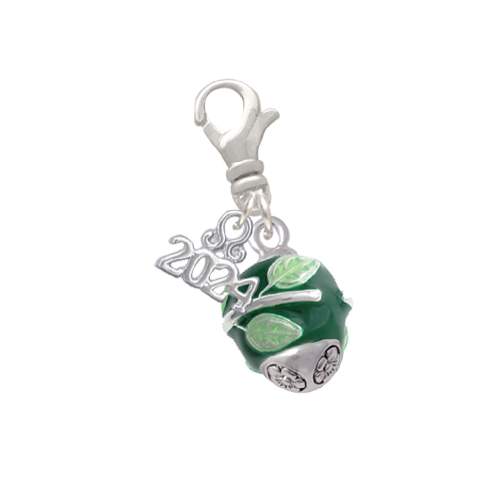 Delight Jewelry Silvertone Lime Leaves on Band Spinner Clip on Charm with Year 2024 Image 4